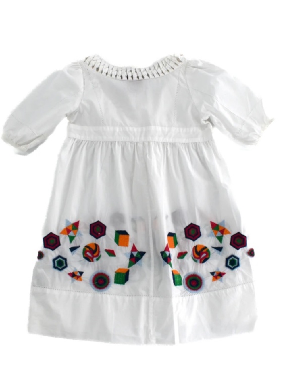 Oilily Crisp White Cotton Dress with Colorful Embroidery EUC - Picture 2 of 8